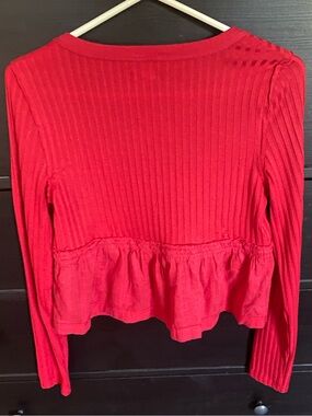 Anthropologie Pilcro Long-Sleeve Scoop-Neck Babydoll Crop Top Size Small